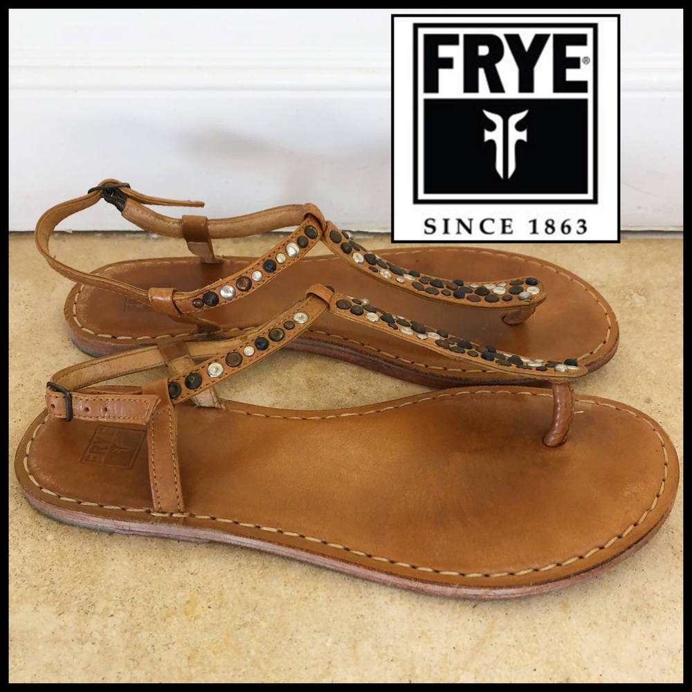 FRYE Tan Leather Summer Sandals/Great Detail ☀️